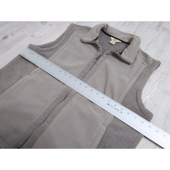 Woolrich Men's Large Fleece Vest Jacket Full Zip Pockets Gray Taupe Pile Lined - Picture 11 of 11